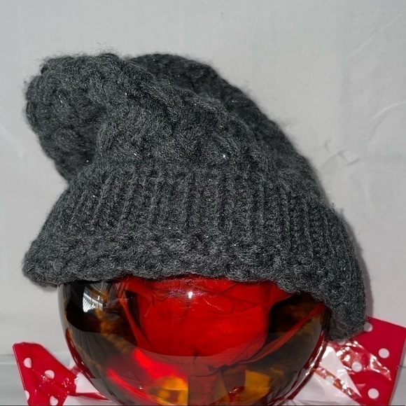 Beanie Knit Shimmer Yarn Crochet Fold Over Thick Warm Pull On Warm Winter Hat - Picture 1 of 6